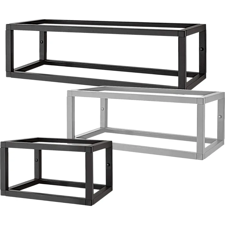 Aluments Quader-Rack Regal in EDELSTAHLOPTIK mit 30 cm Höhe und 90 cm Breite / Regalsystem / Modulregal