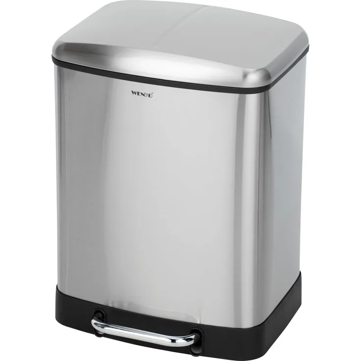 STUDIO Mülltrennung Korb, 2-Kammer Edelstahl, WENKO