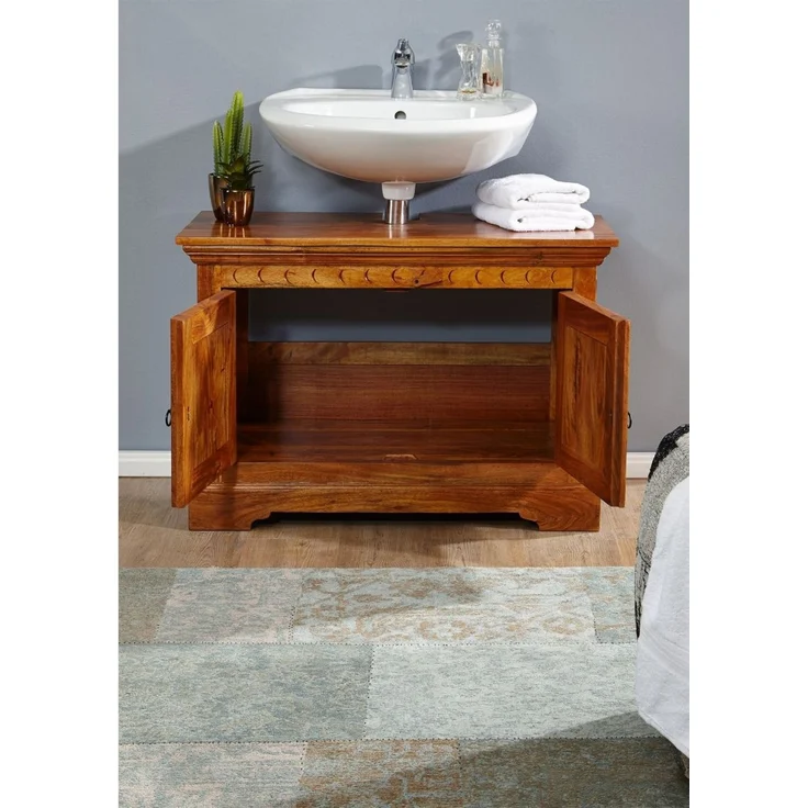 Waschbeckenunterschrank Akazie 88x43x60 honig lackiert OXFORD #01005 – Bild 5