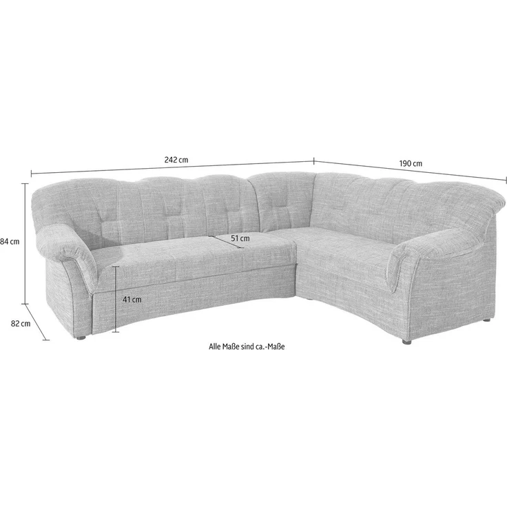 DOMO collection Ecksofa Papenburg B/T/H: 242/190/84 cm L-Form, wahlweise mit Bettfunktion, Langer Schenkel links oder rechts – Bild 4