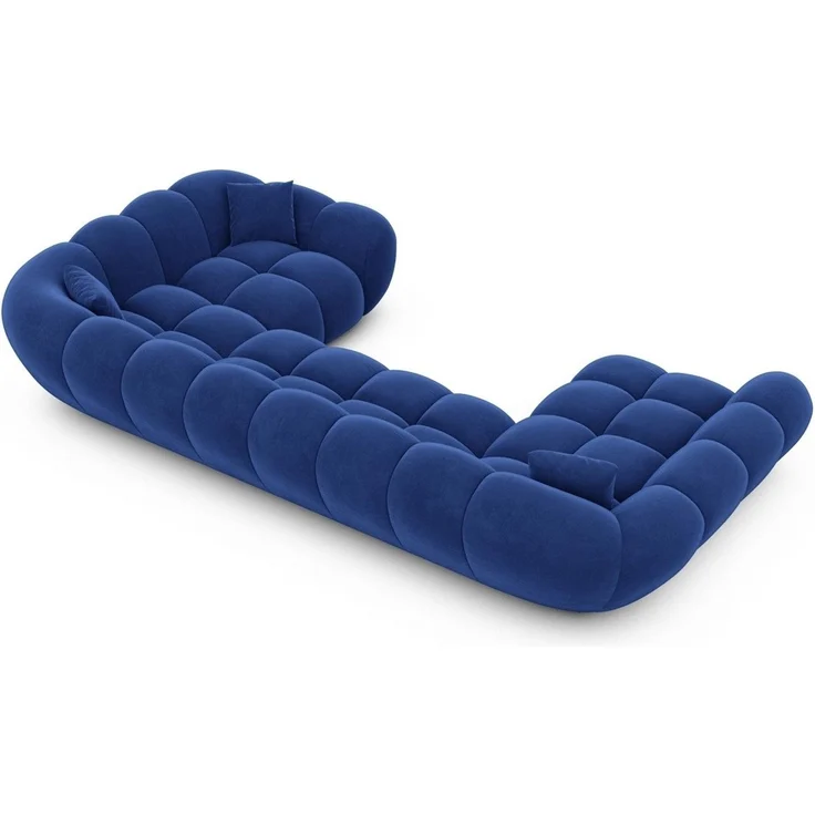 Sofa Dreams Wohnlandschaft Maleron U Form Design Stoffsofa, Stoff Polsterecke, 6-Sitzer, Ottomane rechts, Samtstoff Dunkelblau – Bild 4