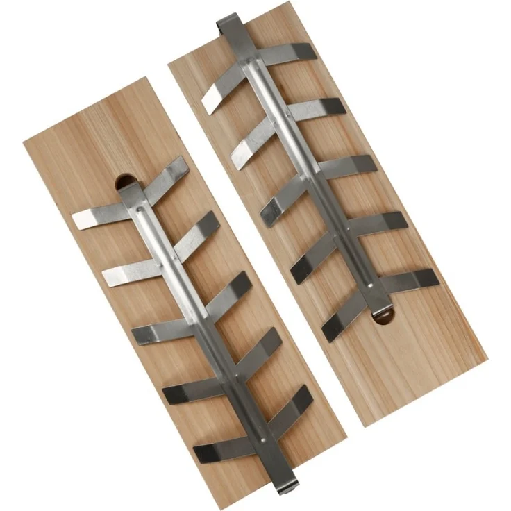 Meateor Räucherbrett BLACK FRIDAY ANGEBOT Lachsplanke, Lachsbrett, Flammlachsbrett 2er-Set, (Set, 2-St, 2x Lachsbrett mit Halterung), Edelstahl Halterung, passend zu vielen handelsüblichen Grills – Bild 1