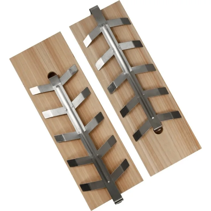 Meateor Räucherbrett BLACK FRIDAY ANGEBOT Lachsplanke, Lachsbrett, Flammlachsbrett 2er-Set, (Set, 2-St, 2x Lachsbrett mit Halterung), Edelstahl Halterung, passend zu vielen handelsüblichen Grills