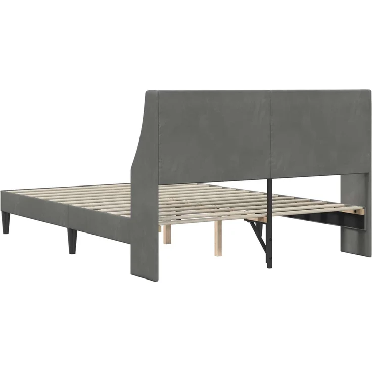 vidaXL Bettrahmen mit Kopfteil Dunkelgrau 137 x 190 cm Samt 42027463 – Bild 6