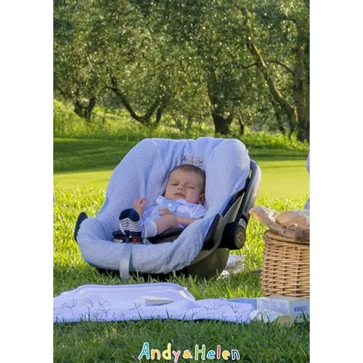 Andy & Helen Bezug für Babyschale aus Frottee - praktisches und bequemes Einziehen dank Gummizug an allen gängigen Babyschalen - Grau – Bild 5