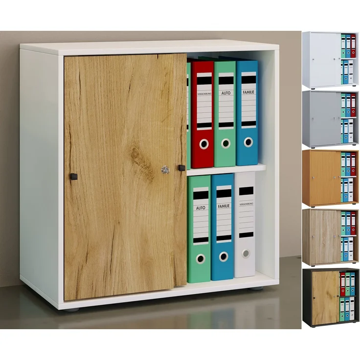 VCM Büroschrank Lona 919444 Weiß / Honig-Eiche B. 70 x H. 73 x T. 37 cm – Bild 1