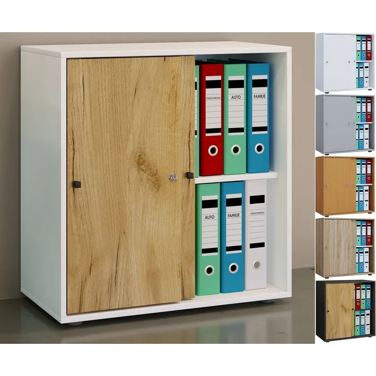 VCM Büroschrank Lona 919444 Weiß / Honig-Eiche B. 70 x H. 73 x T. 37 cm