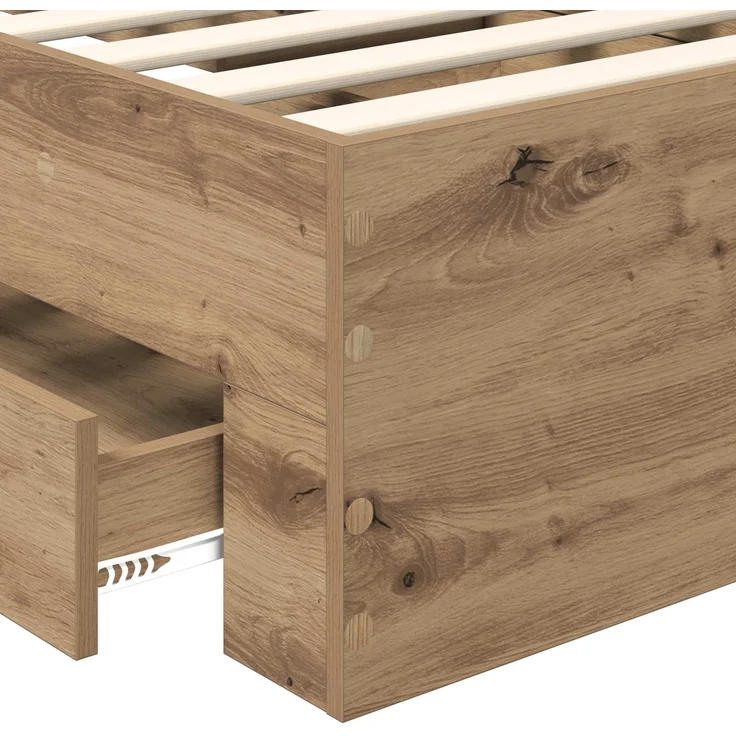 vidaXL Bettrahmen mit Kopfteil Artisan-Eiche 90 x 190 cm Holzwerkstoff 3410034 – Bild 9
