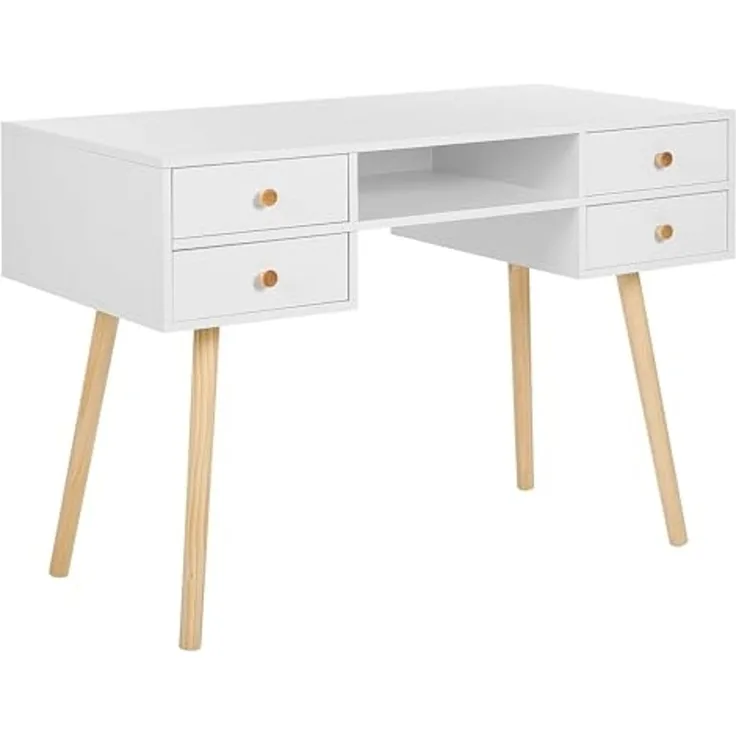 Schreibtisch weiß 110x55 cm 4 Schubladen LEVIN