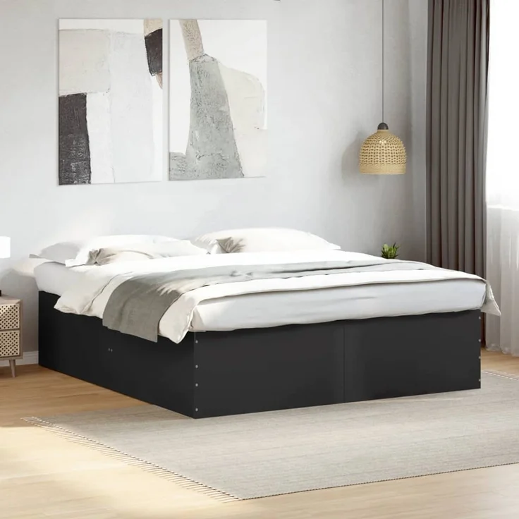 vidaXL Bettgestell Schwarz 200x200 cm Holzwerkstoff 3280896 – Bild 1