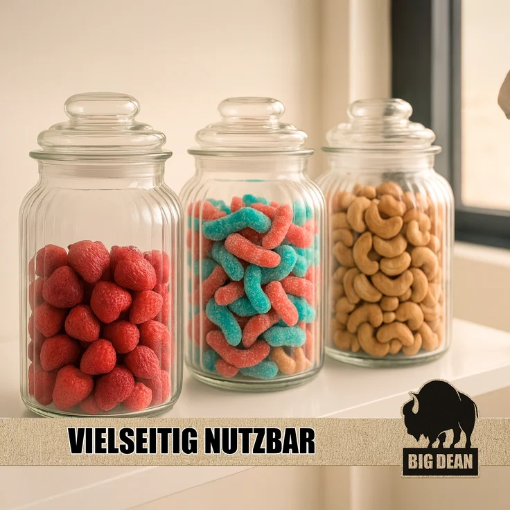 BigDean Bonbonglas 3x 1300ml Bonboniere Bonbonglas mit Deckel in Geschenkbox Vorratsgläser Spülmaschinfest Candy Bar Gläser – Bild 6