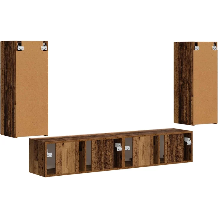 vidaXL TV-Wandregal-Set Wandmontiert 4 pcs Altholz Holzwerkstoff 3408923 – Bild 8