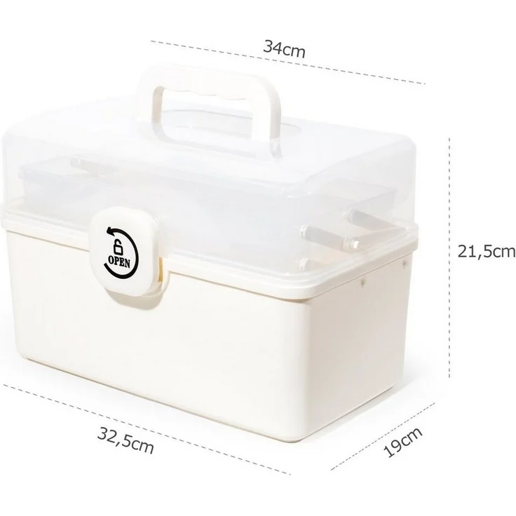 Zedelmaier Aufbewahrungsbox Medikamenten Aufbewahrung Medizinbox Apothekenbox HausapothekeBox Groß (STB106), Tragbar, Kindersicherung, 3 Treppenabteile – Bild 5
