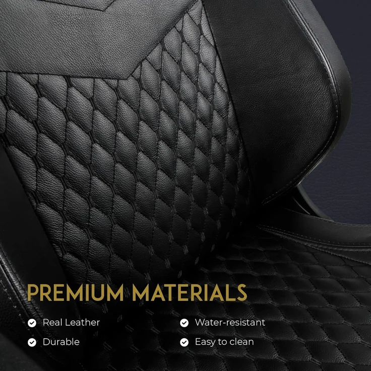 noblechairs Epic Gaming Stuhl - Bürostuhl - Schreibtischstuhl - Echtleder - Inklusive Kissen - Schwarz – Bild 5