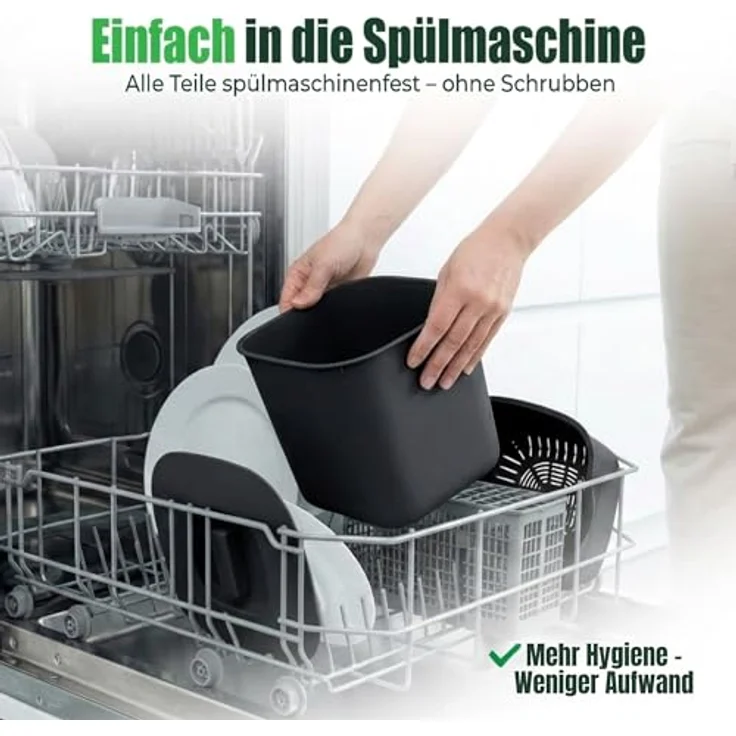 YourCasa Biomülleimer Küche - 4L Komposteimer für alltäglichen Biomüll Behälter - Spülmaschinenfest - Geruchsdicht - Sieb - Bio Mülleimer klein mit Deckel Eimer Bioabfallbehälter Biotonne (4L Schwarz) – Bild 6