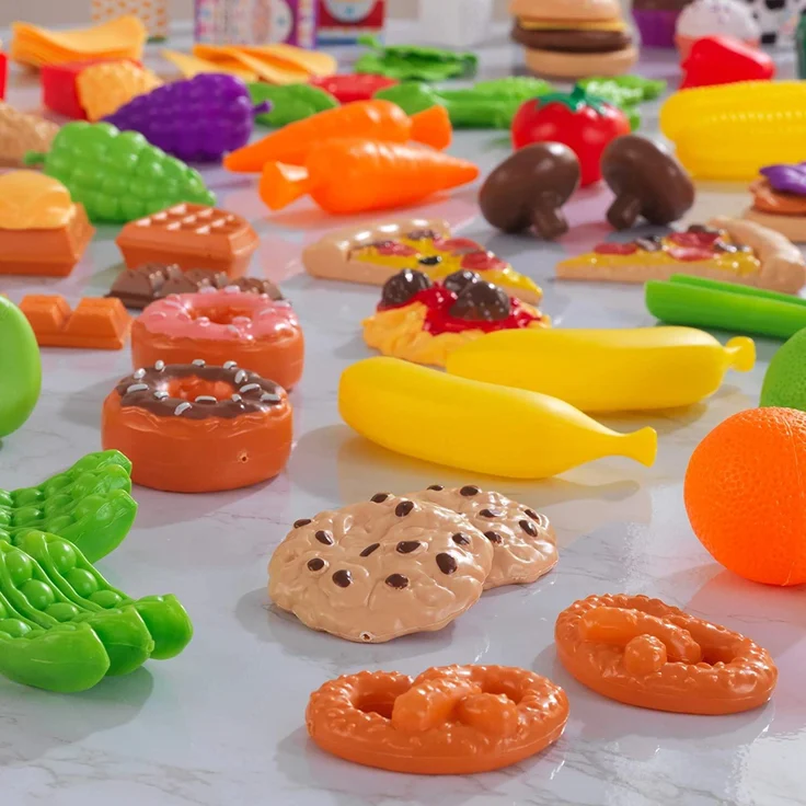 KidKraft 63330 Spielzeug-Lebensmittel Spiellebensmittel Deluxe Tasty Treats, 115 Teile und Zubehör für Spielküchen, Bunt – Bild 8
