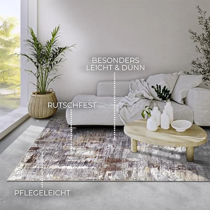 XXXL Flachwebeteppich Imagination, rechteckig 120x160 cm, Gold und Kupfer, Oeko-Tex® Standard 100, stuhlrollengeeignet, pflegeleicht, für Fußbodenheizung geeignet – Bild 3