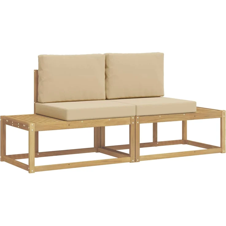vidaXL Outdoor-Sofagarnitur 2 stk. Weiß und Beige Polyester 3388177 – Bild 2