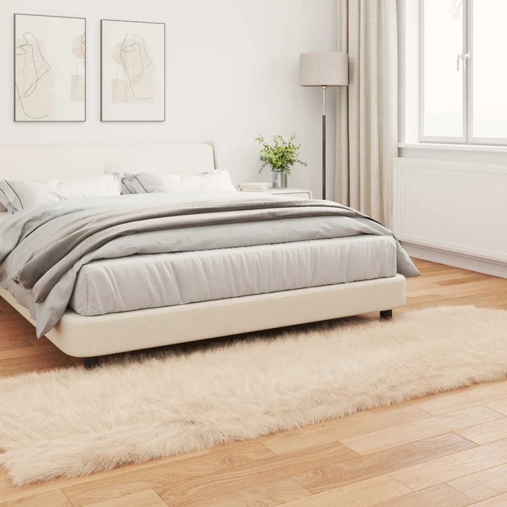vidaXL Kunstschaffell Teppich Tafalla Beige 80 x 250 cm Polyester 42021480 – Bild 3
