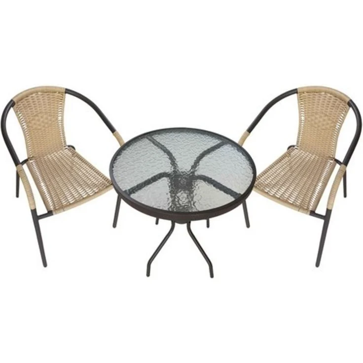 LC Garden Gartentisch Garvista Garten Set Balkontisch mit Gartenstühlen Ø60cm rund braun (Balkonset, 3-St) – Bild 4