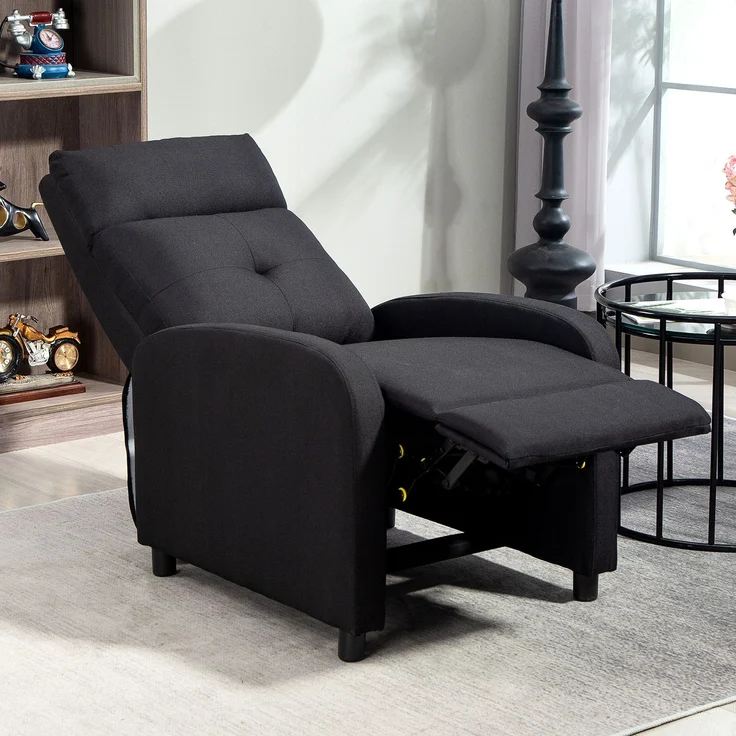 Wohnora-Relaxsessel mit Liegefunktion, ausfahrbares Fußteil, Taschenfederkern, bis 150 kg, Schwarz,H 980cm x T 870cm x B 670cm – Bild 3