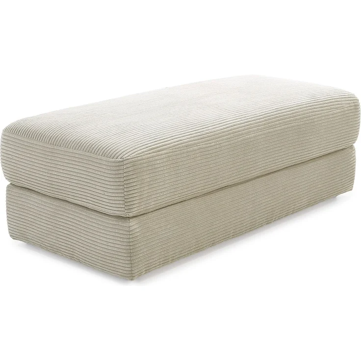 Polsterhocker 124x60 cm Federkern Sitzbank Designerhocker in Cord Beige Grau – Bild 1