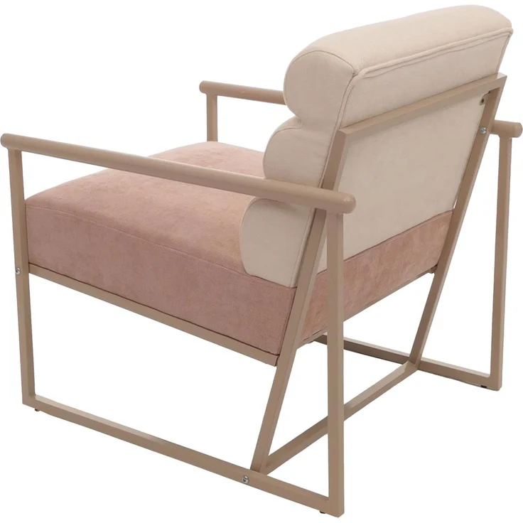 Lounge-Sessel HWC-O38, Cocktail-/Polstersessel Clubsessel, Stoff/Textil (420 g/m²) Metall MVG ~ beige, Polster rosé – Bild 6