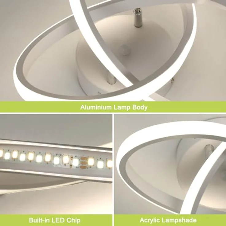 Comely Deckenlampe LED, 30W 3300LM LED Deckenleuchte Modern, Kreative Blumenform LED Deckenbeleuchtung für Schlafzimmer Flur Küche Balkon, 4500K Natürliches Licht, Weiß – Bild 5