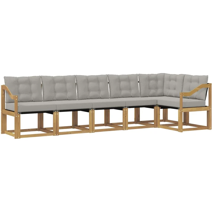 vidaXL Outdoor-Sofagarnitur 6 stk. 6-Sitzer Weiß und Hellgrau 3389533 – Bild 2