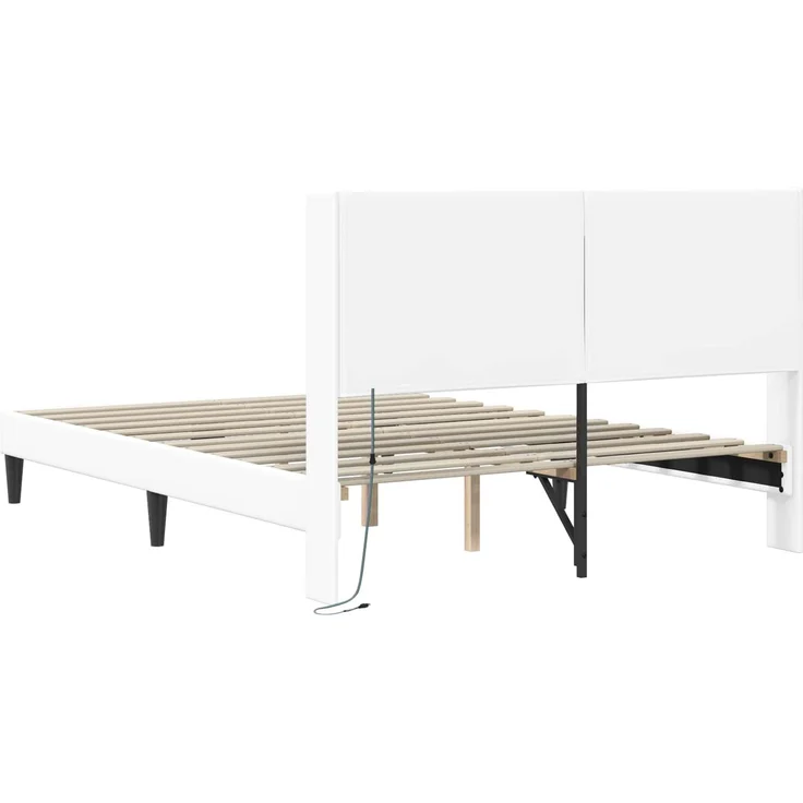 vidaXL Bettrahmen mit LED-Lichtleisten Weiß 120x200 cm Kunstleder 42027977 – Bild 8