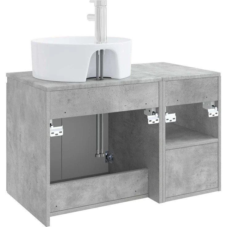 vidaXL Badezimmerschrank-Set 2 stk. Betongrau 79,5 x 44,5 x 82 cm 3404077 – Bild 6