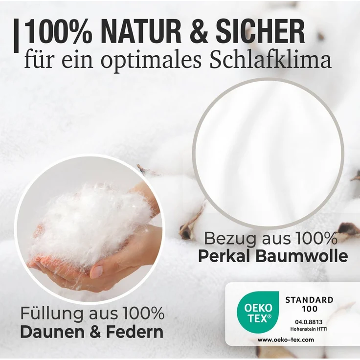 KNERST Federbettdecke Bettdecke mit weichen 10% Daunen & 90% Federn, Füllung: 90% Federn und 10% Daunen, Baumwollbezug, Kassetten Federbett, Daunen und Federn Bettdecke – Bild 3