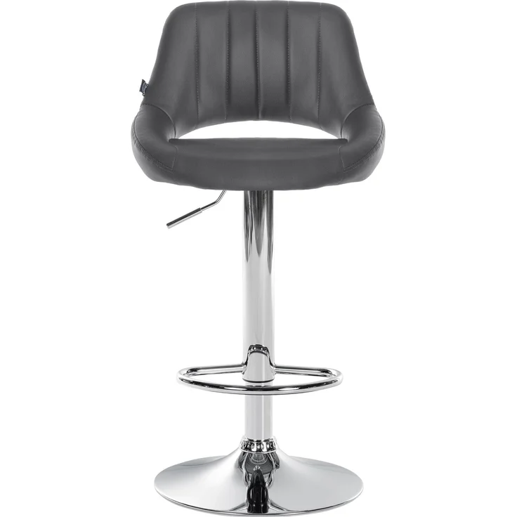 2er Set Barhocker SEGAD - Kunstleder Grau 47x48x85 cm Silber | Barstuhl Höhenverstellbar Mit Lehne Drehbar Tresenhocker Tresenstuhl Kneipenhocker – Bild 3