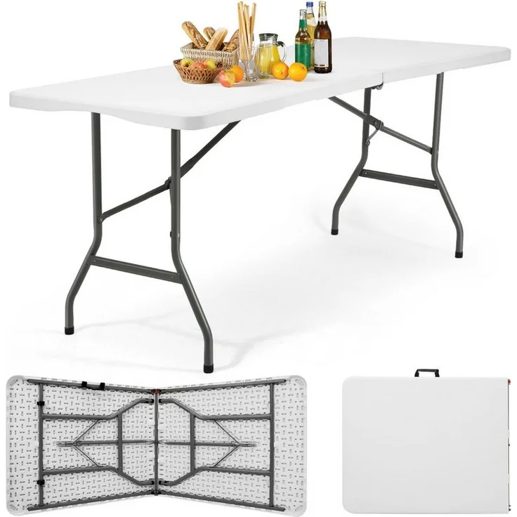 Sekey Klapptisch Campingtisch Partytisch Faltbar Buffettisch Gartentisch Tragbar, Klapptisch bis 150kg, für 6 Personen, 180 cm