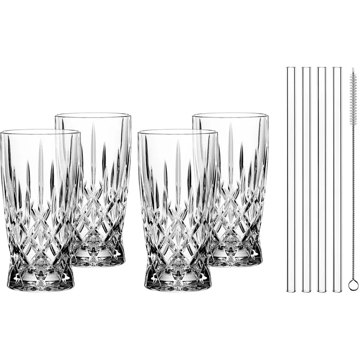 NACHTMANN 104671 NOBLESSE Latte Macchiato Gläser 4er Set und Glastrinkhalme