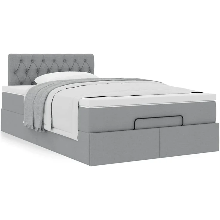vidaXL Ottoman-Bett mit Matratze Hellgrau 120x200 cm Stoff 3311532 – Bild 12
