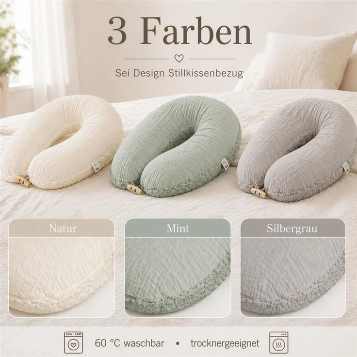 SEI Design Stillkissenbezüge Stillkissenbezug Bezug XXL 190x30, Bio Baumwolle – Bild 4