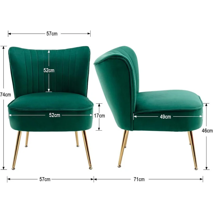 Sessel Loungesessel Ohrensessel Samt Metallbeine Grün – Bild 2