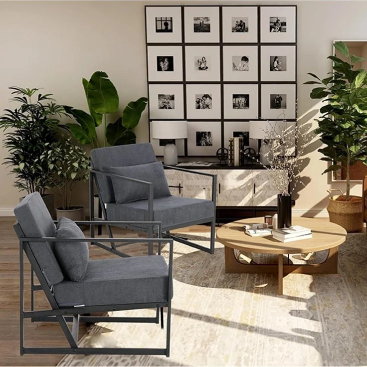 Sessel Polstersessel Cocktailsessel Eisengestell 1 Sitze Dunkelgrau – Bild 7