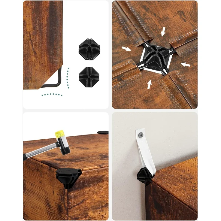 Songmics Schuhregal, Regalsystem, Steckregal, Set aus 16 Würfeln, DIY Regal, stapelbar, aus PP-Kunststoff, als Garderobe, für Schlafzimmer, Büro, 31 x 123 x 123 cm, vintagebraun LPC442A01 – Bild 5