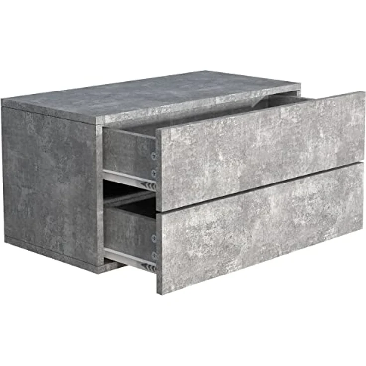 MID.YOU Nachtschrank Grau, Holzwerkstoff, 2 Schubladen, 60x30x32 cm für Schlafzimmer – Bild 4