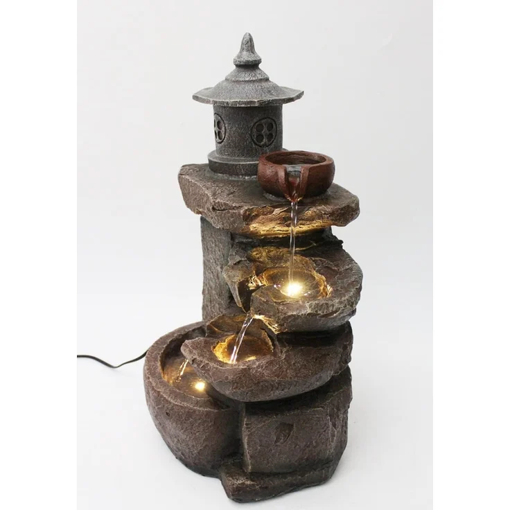 Arnusa Gartenbrunnen Zimmerbrunnen BK851 Springbrunnen Wasserfall Kaskade, Komplettset mit LED Beleuchtung 50 cm Höhe – Bild 7