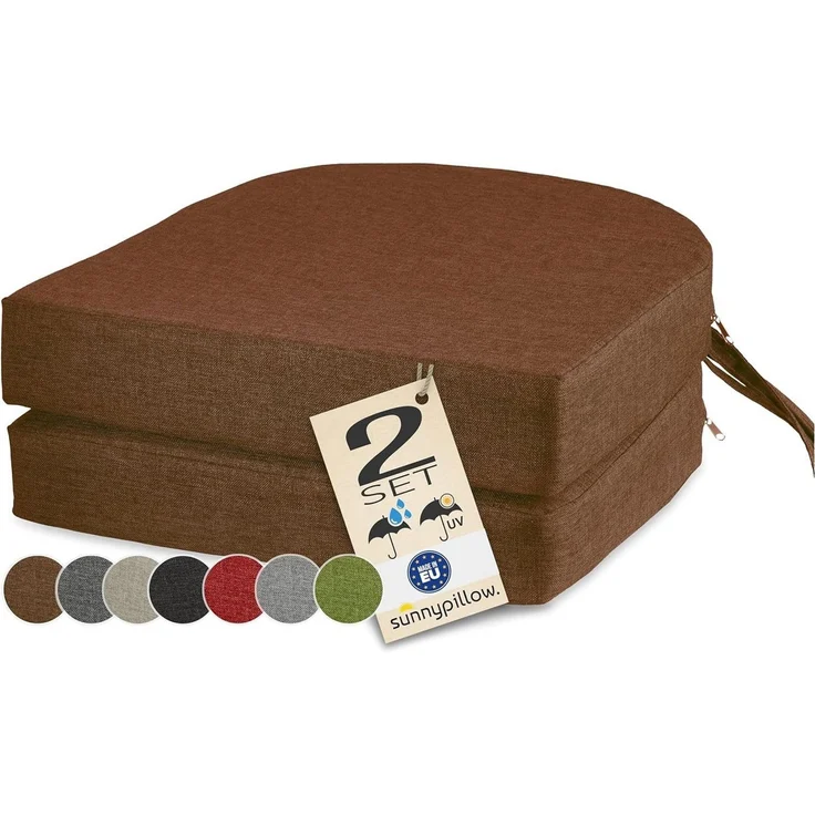 sunnypillow Stuhlkissen 2er Set Stuhlkissen 40x40 cm, zylindrische Form, "HAVANA", Braun – Bild 5
