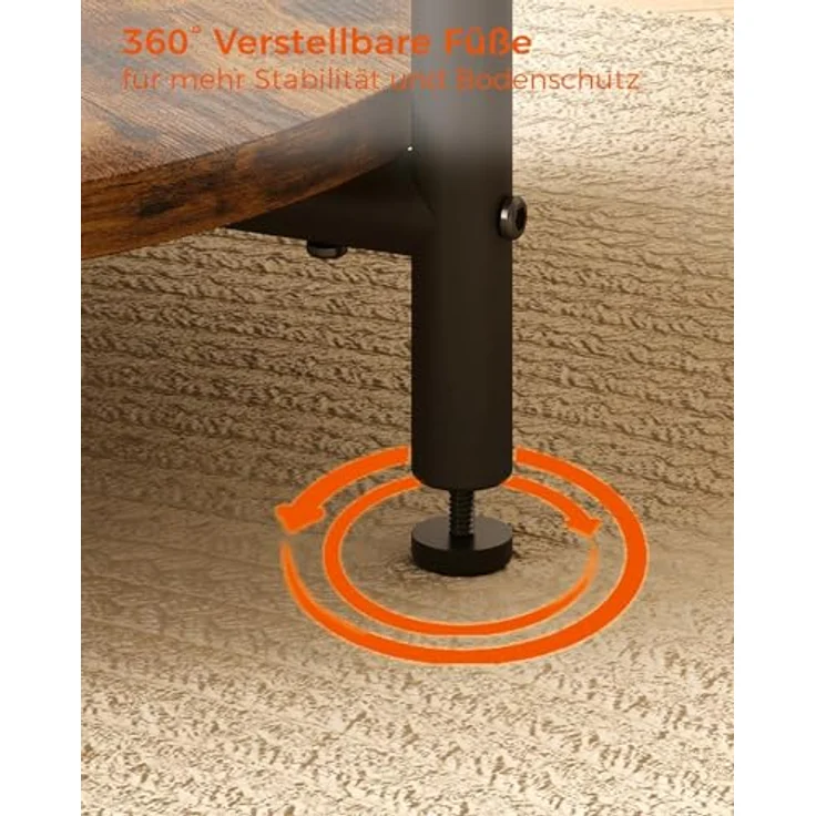 IRONCK Beistelltisch rund, Couchtisch mit Steckdose, Kleiner Tisch Holz, Wohnzimmertisch 2 Ablagen,Sofatisch,USB & Type-C-Anschluss, Metallrahmen, Nachttisch für Schlafzimmer (Vintagebraun, 2 Stücke) – Bild 8