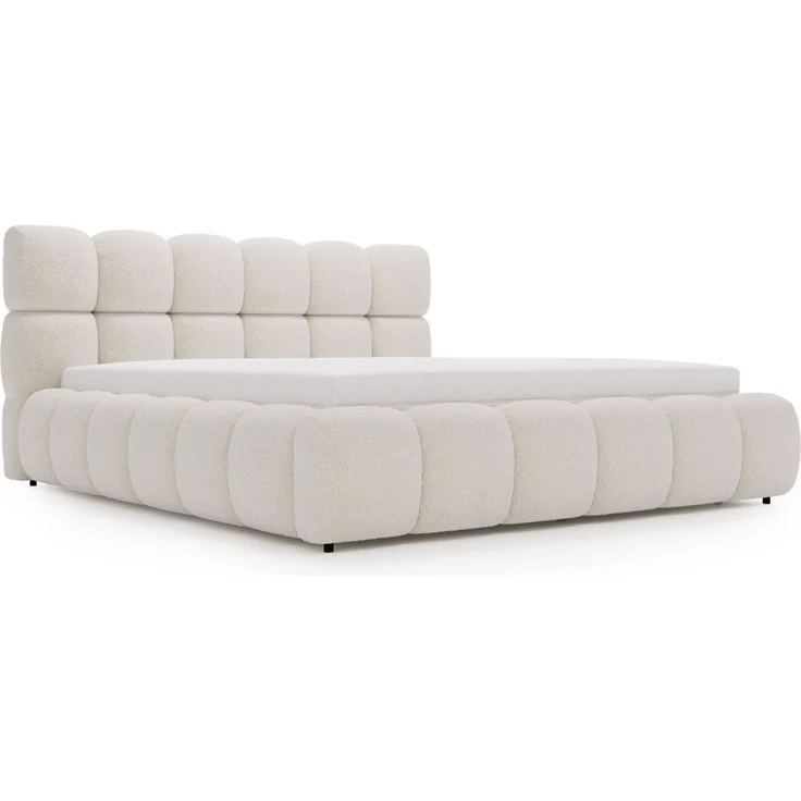 GRAINGOLD Modo Polsterbett 200x200, Doppelbett mit Kopfteil, groß Stauraum, Bouclé-Stoff, Beige – Bild 2
