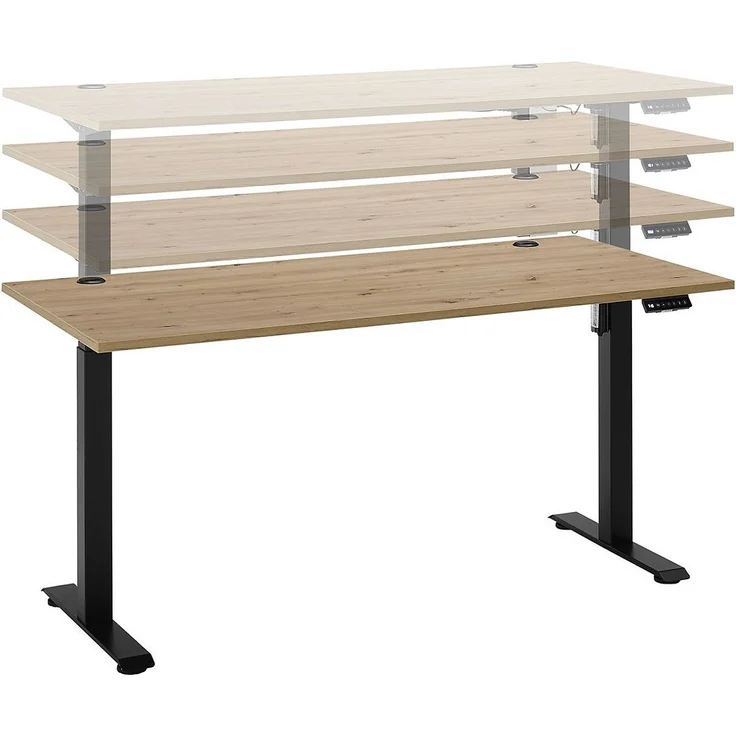 Elektro-Schreibtisch Gedankenplatz / Ben 3, Holzwerkstoff, Schwarz, Holzfarben – Bild 3