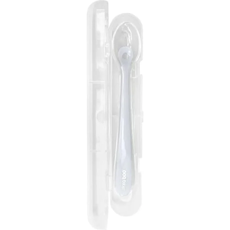 Kikkaboo Baby Silikonlöffel mit Etui Silikonspitze, langer Griff, ab 4 Monate blau – Bild 3