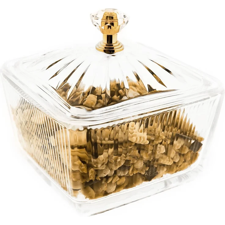 9 Teiliges Snackschalen-Set aus Glas mit goldenem Serviertablett & Knaufdeckel – Bild 5