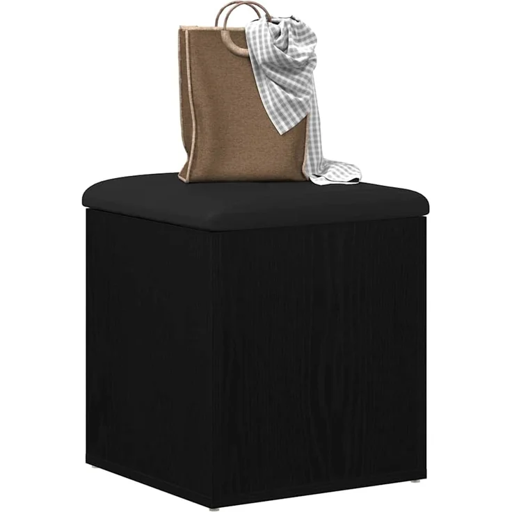 vidaXL Sitzbank mit Stauraum Schwarz Eichen-Optik 42 x 42 x 45 cm 862982 – Bild 2