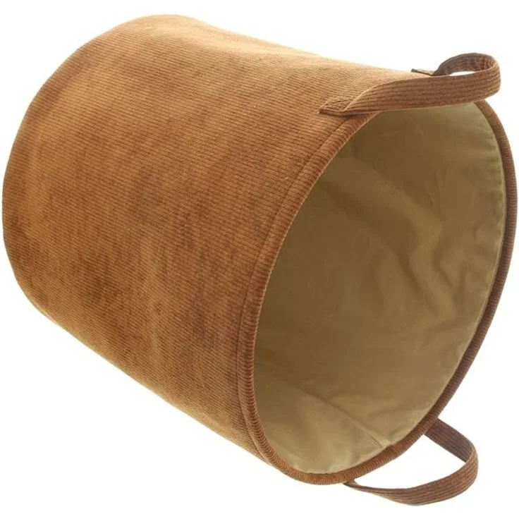 Stoffkorb "Cordsamt" in safran, Ø 40x40 cm, Aufbewahrungskorb, Universalkorb, Wäschekorb, Tragekorb, Spielzeugkorb – Bild 5